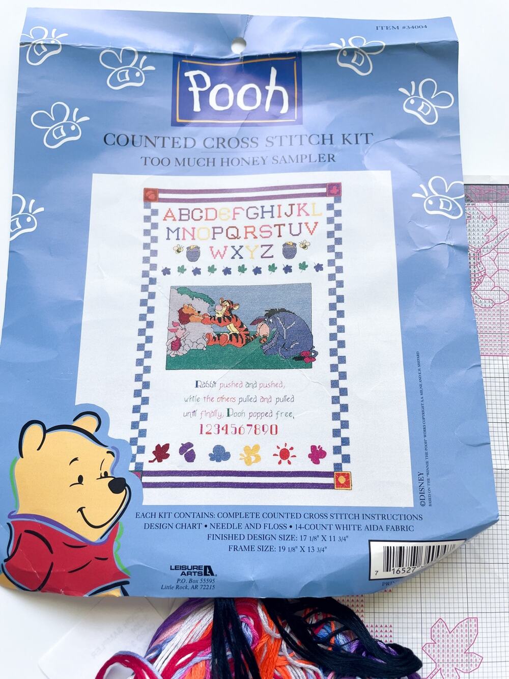 Winnie the Pooh Counted Cross Stitch 'Too Much Honey' Sampler Kit